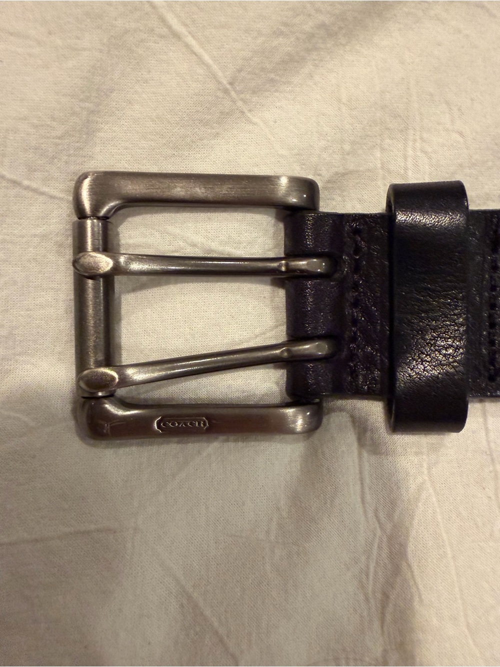 Women’s Coach Black Leather Belt with Contrast Stitching - Picture 6 of 6